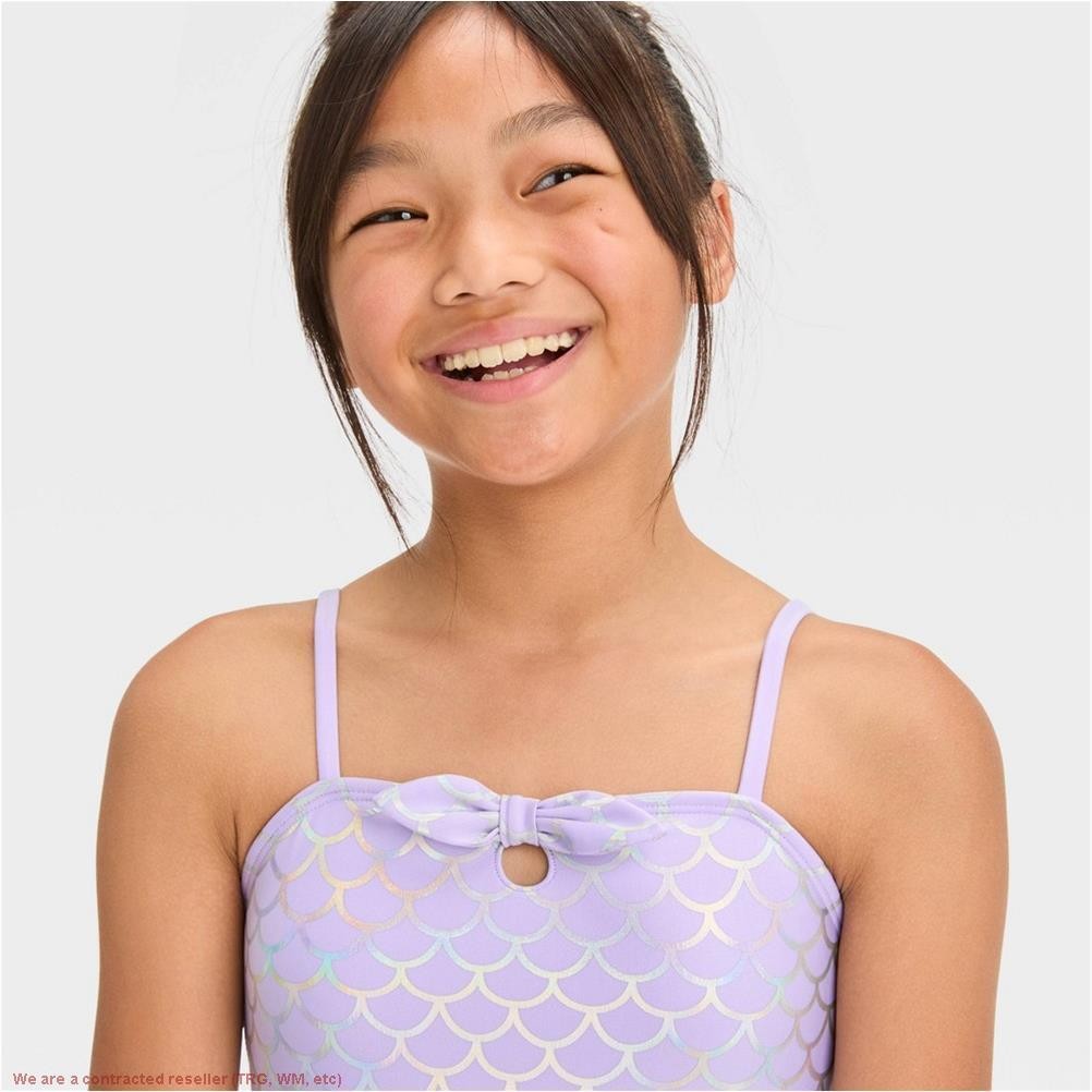 Girls’ Mermaid Printed One Piece Swimsuit Lavender M *SEE DEAL!!!*