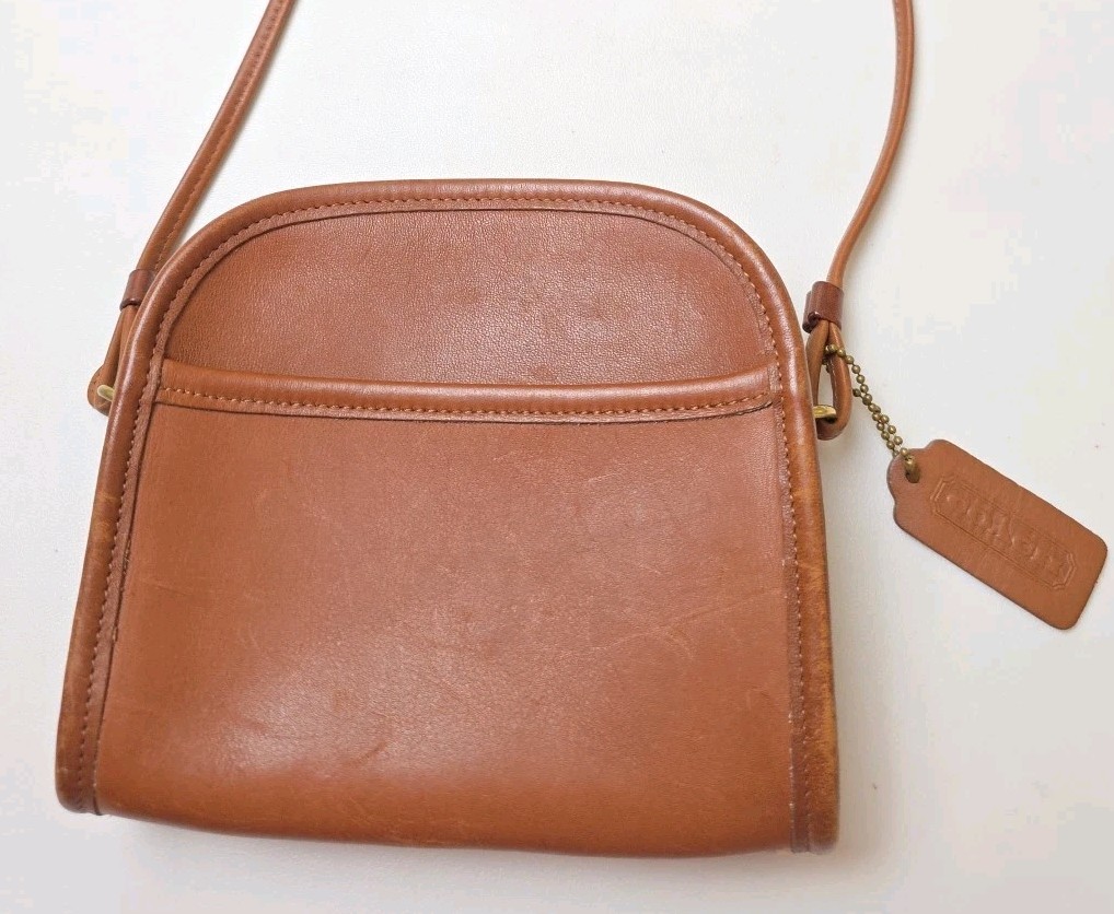 Vintage COACH Abbie 9017 Brown Leather Crossbody Small Shoulder Bag Purse