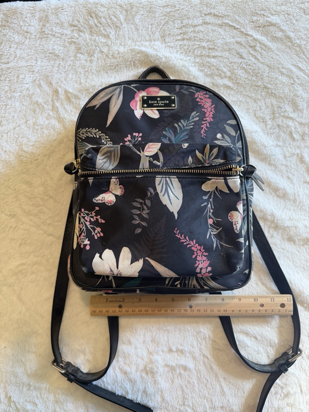 kate spade newyork floral backpack black about height 11.6in width 8.7in GREAT C