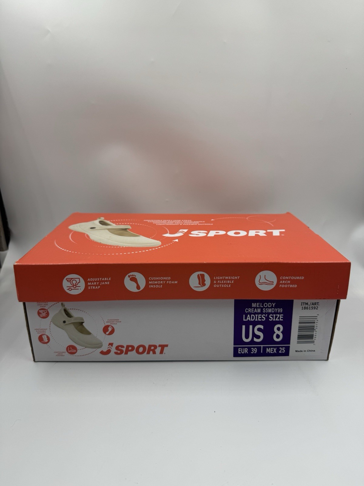 Jsport Womens Shoes Beige Mary Jane Memory Foam Contoured Arch Lightweight 8