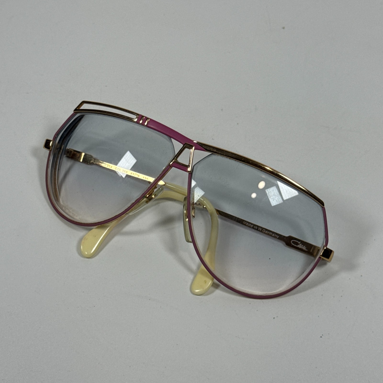 Vintage CAZAL Mod 954 COL 359 68mm Pink Gold Aviator Glasses Frames West Germany