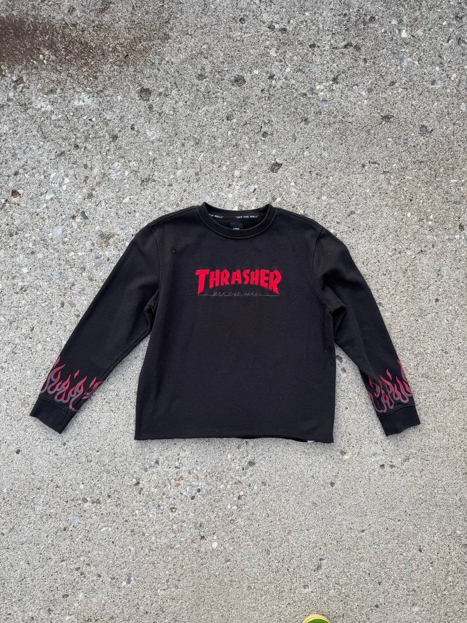 VANS x Thrasher Off The Wall Big Kids Pullover Crewneck Sweatshirt Black XL