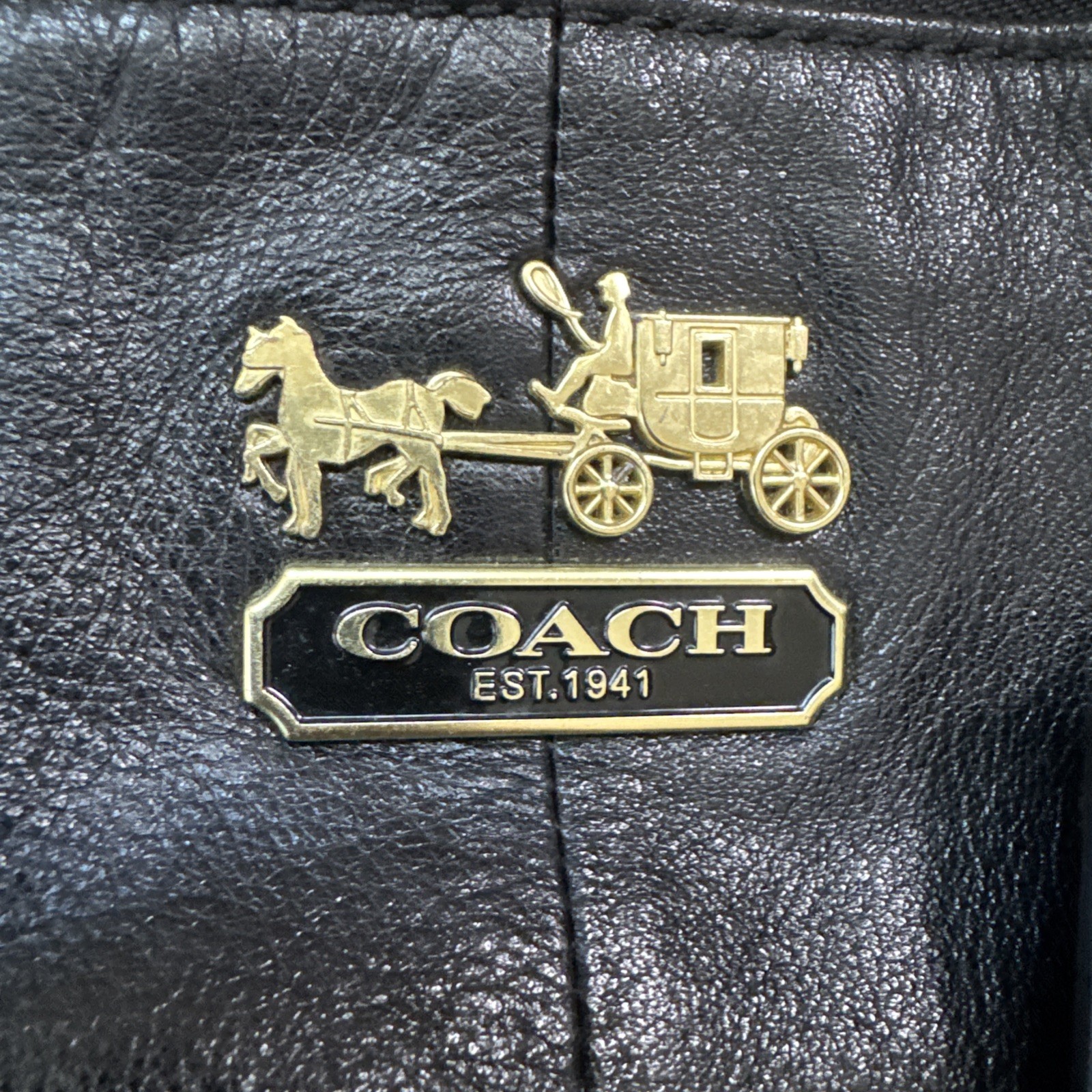 Coach Madison Sophia 2010 Black Leather Satchel Red Interior with Gold Accents