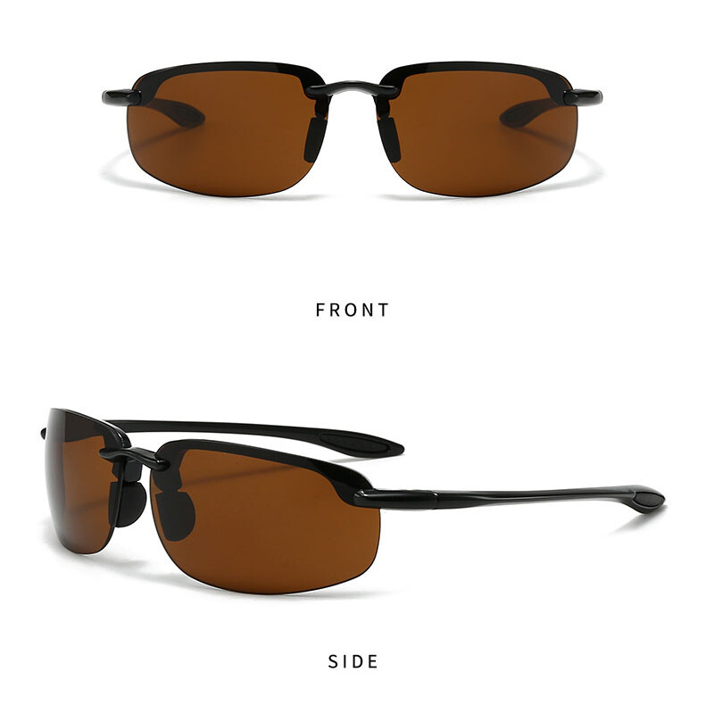 Men Oval Classic Sunglasses Retro Half Frame Outdoor Driving Riding Glasses New