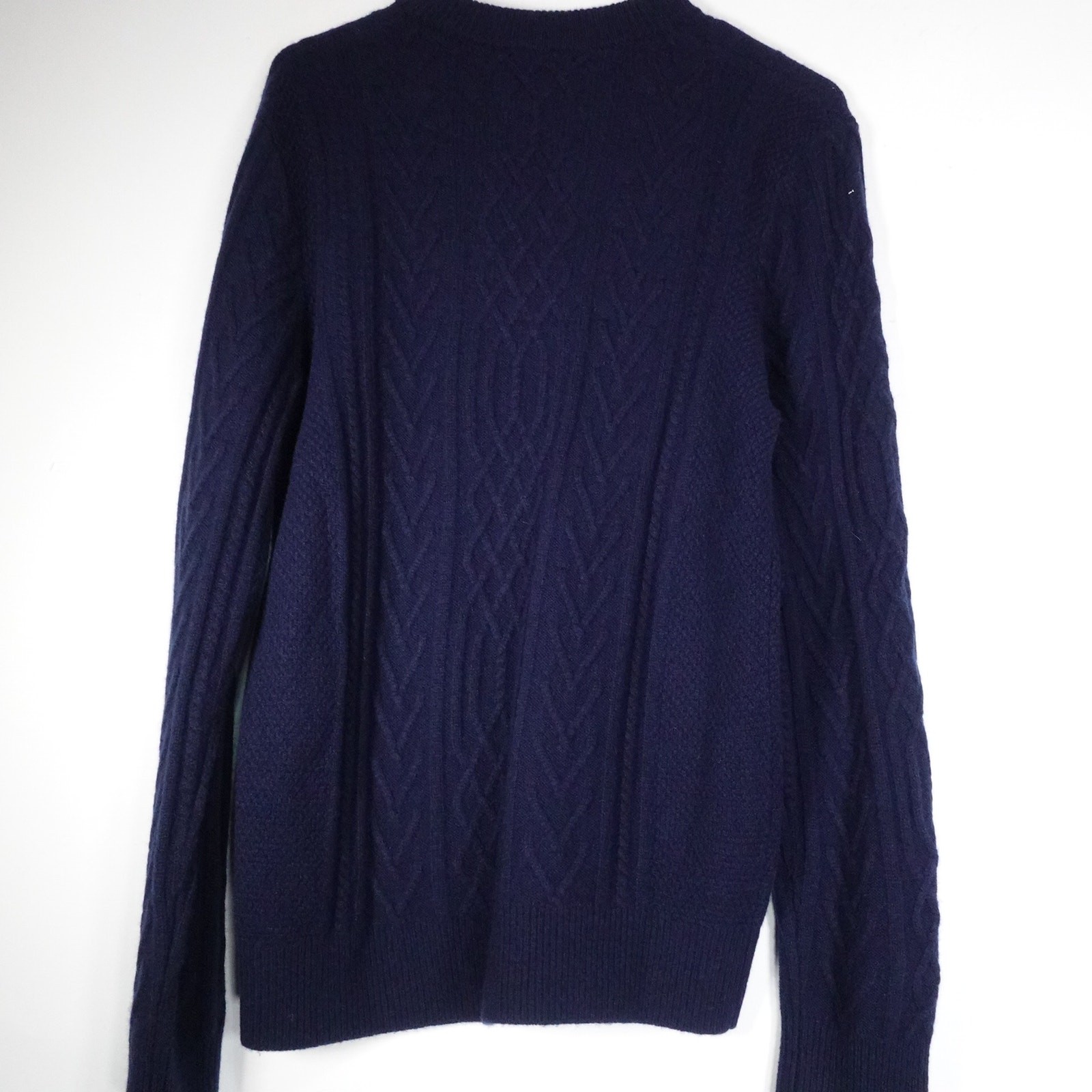New Quince Men’s Classic Cable Cashmere Crewneck Sweater True Navy Pullover M