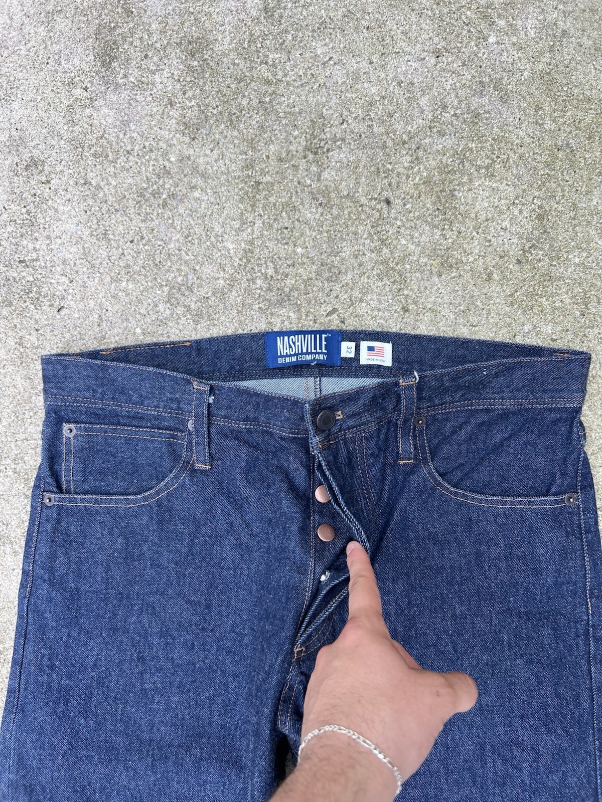 Nashville Denim Company Straight Leg Dark Wash Selvedge Jeans Size 32×26 USA
