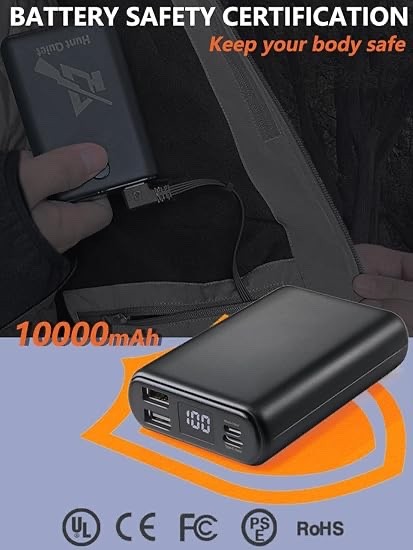 Women’s Heated Jacket Fleece w/ Power Bank Rechargeable Coat for Hunting Medium