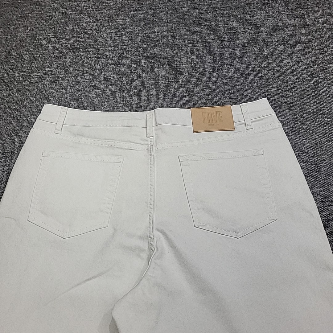 Frye Womens Jeans Size 16/34 Off White Button Zip Fly High Rise Jeans w Pockets