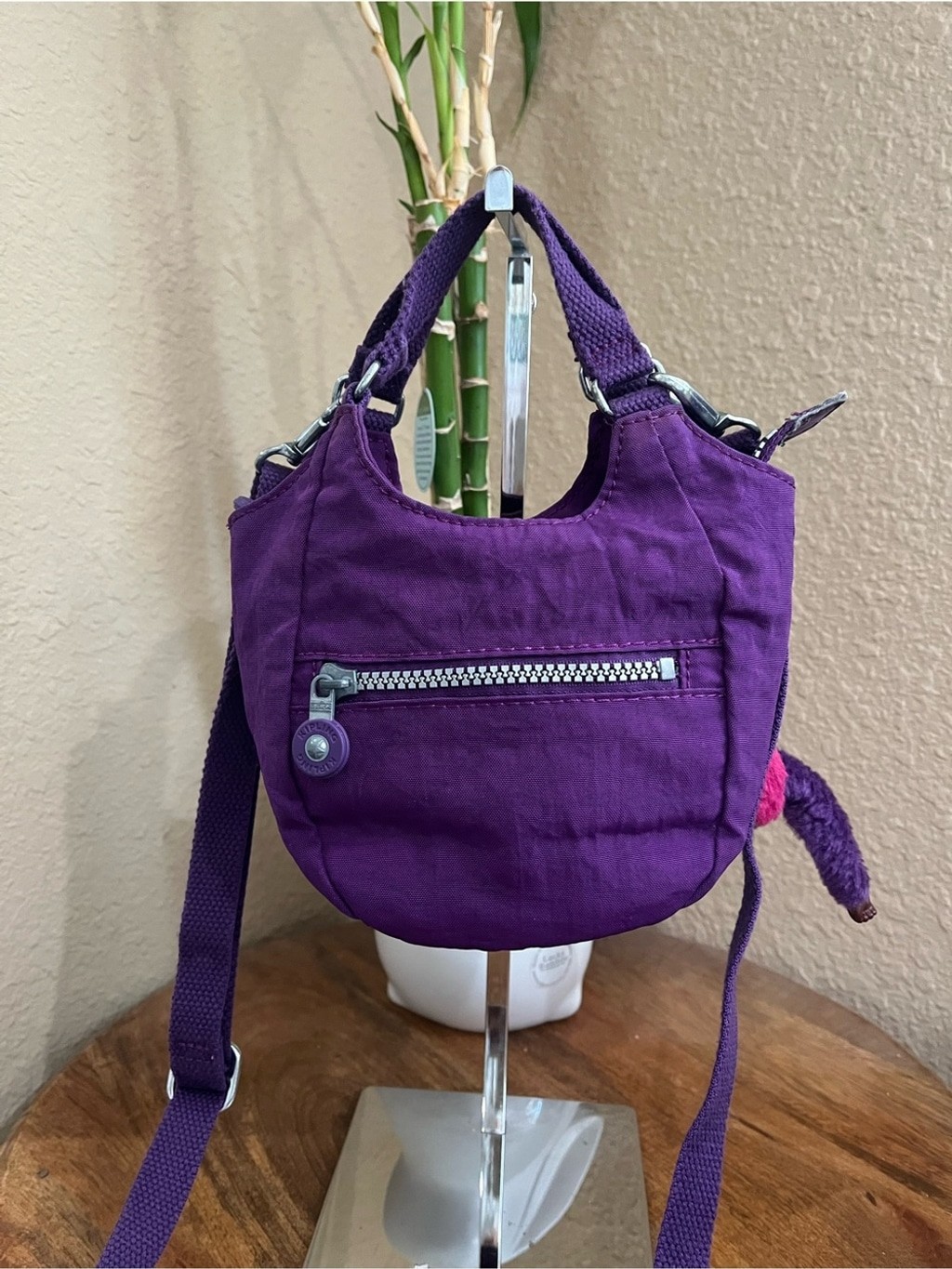 KIPLING PURPLE CRINKLE NYLON MINI CROSSBODY BAG