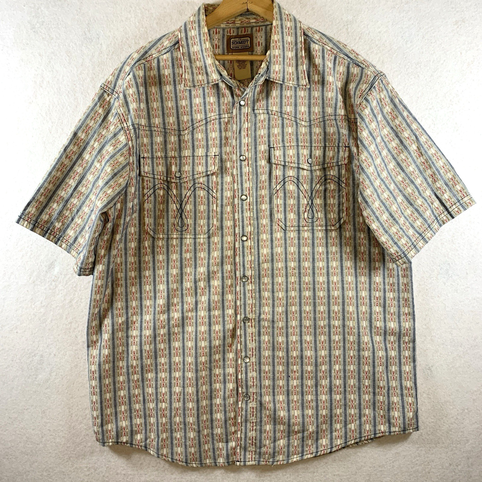 Vintage C E Schmidt Workwear Mens Western Pearl Snap Shirt Sz L Rockabilly Rodeo