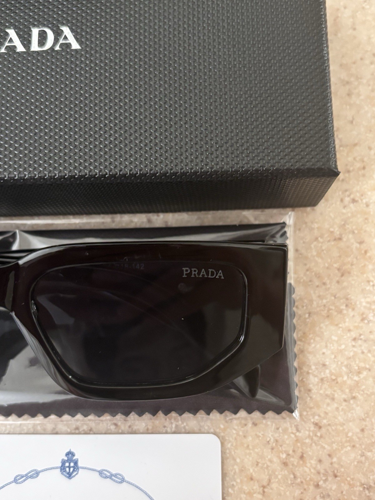 PRADA 8297 Rectangle Designer Sunglasses Black Frame & Lens UV400 Fashion Women