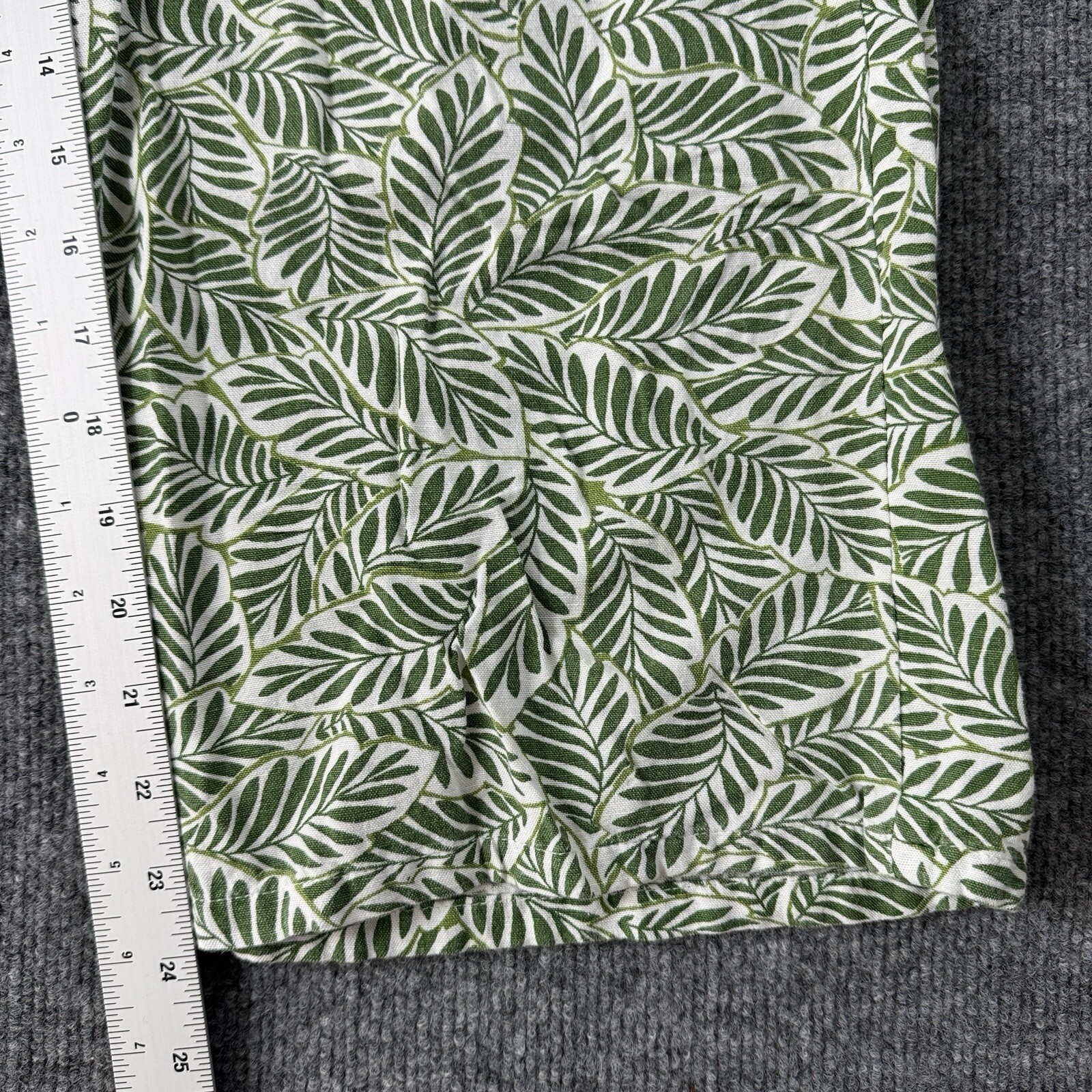 Midnight Sky Linen Pants Small Green Wide Leg Tropical Ankle High Rise Floral