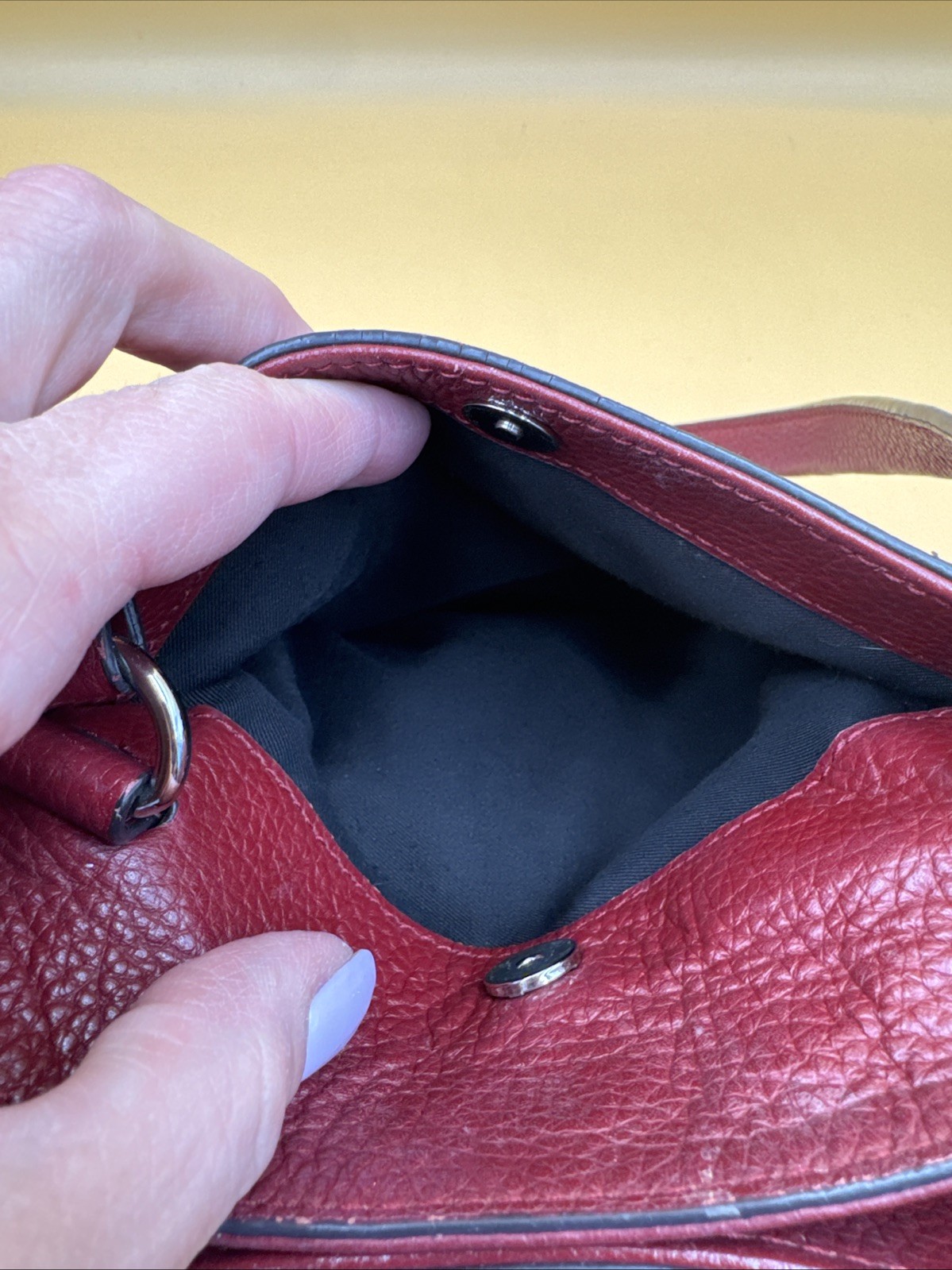 Rebecca Minkoff Red Leather Shoulder Bag Bottom Studs Sliver Hardware