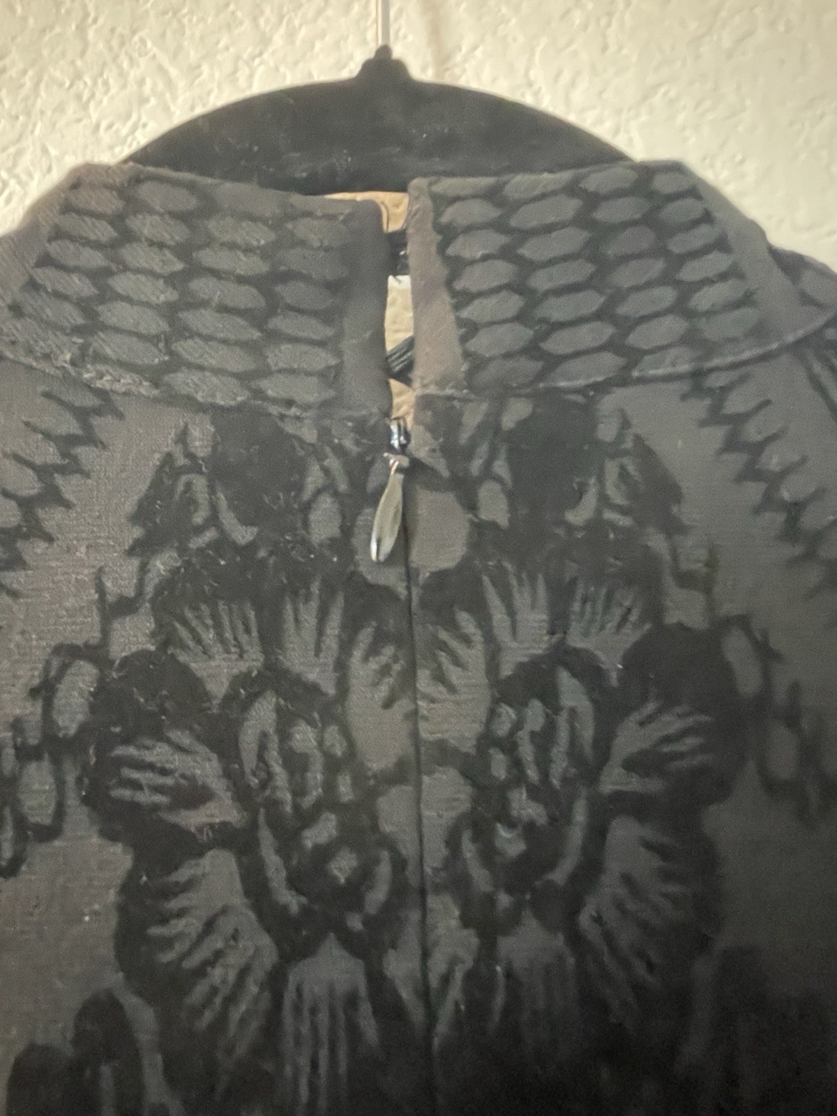 bar III S Black Skull Print Knit Sheath Bodycon Dress Mock Neck Zip Stretch