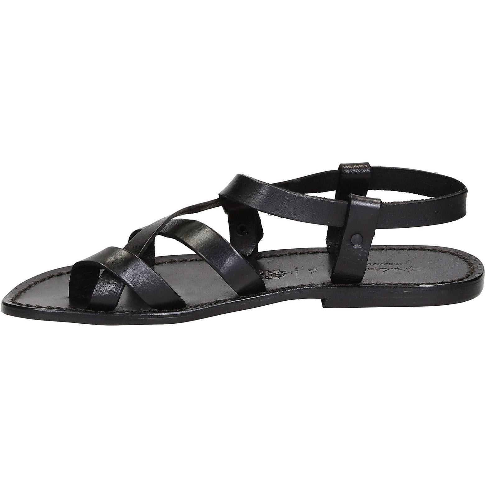 Gladiator sandals for men in black genuine calf leather Handmade in Italy