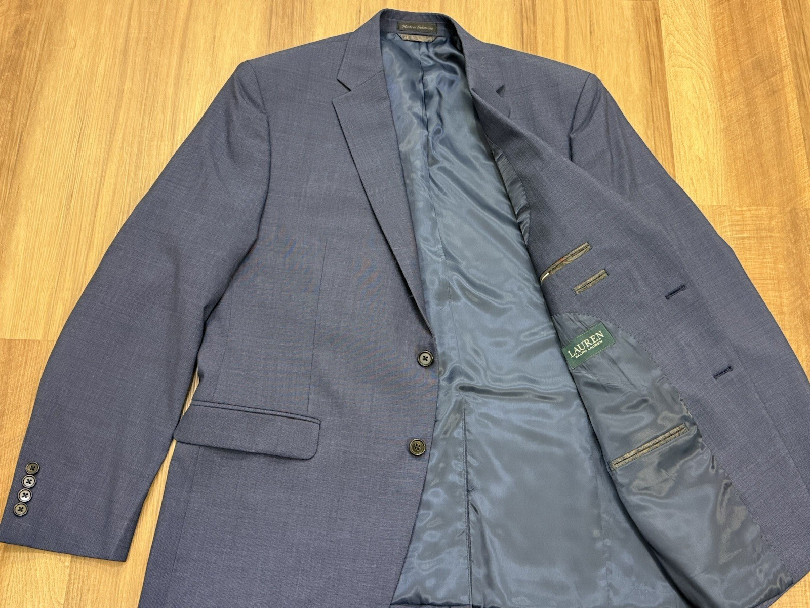 Lauren Ralph Lauren 42R Blue Nailhead 100% Wool Sport Coat Blazer 2 Btn NWOT