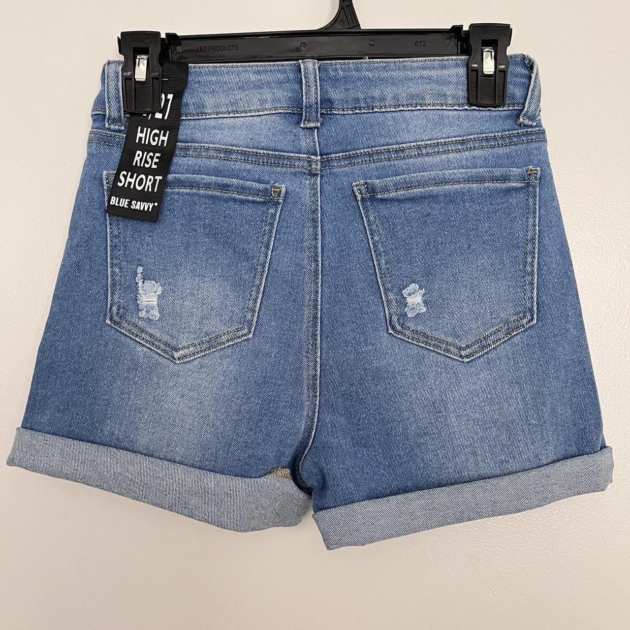 NWT Blue Savvy High Rise Distressed Denim Shorts Women’s Size 5/27 Light Wash