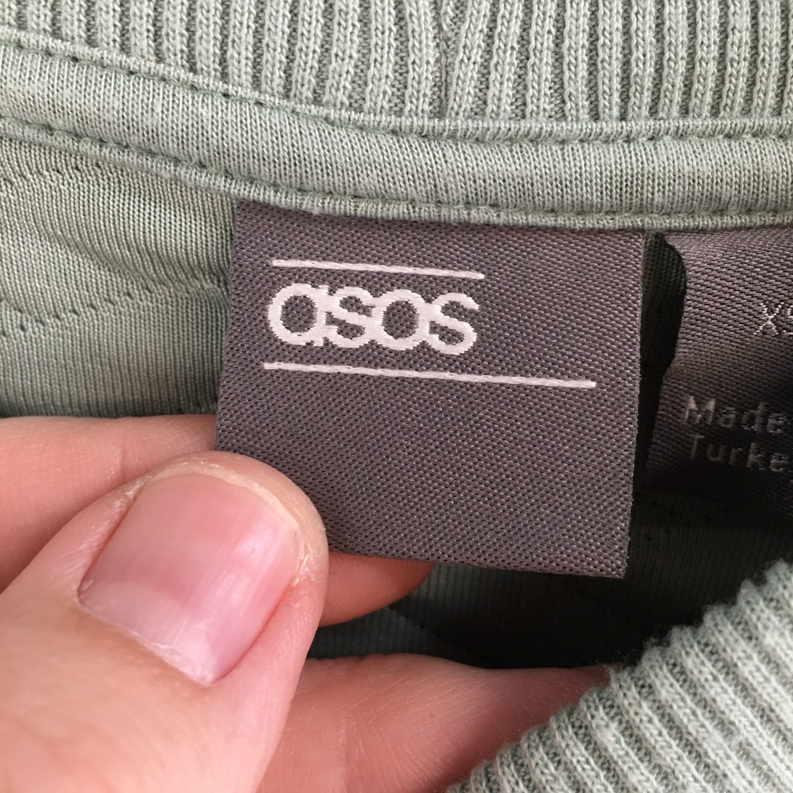 ASOS Sweatshirt Womens XS Extra Small Sage Mint Green Quilted Reverie Pullover