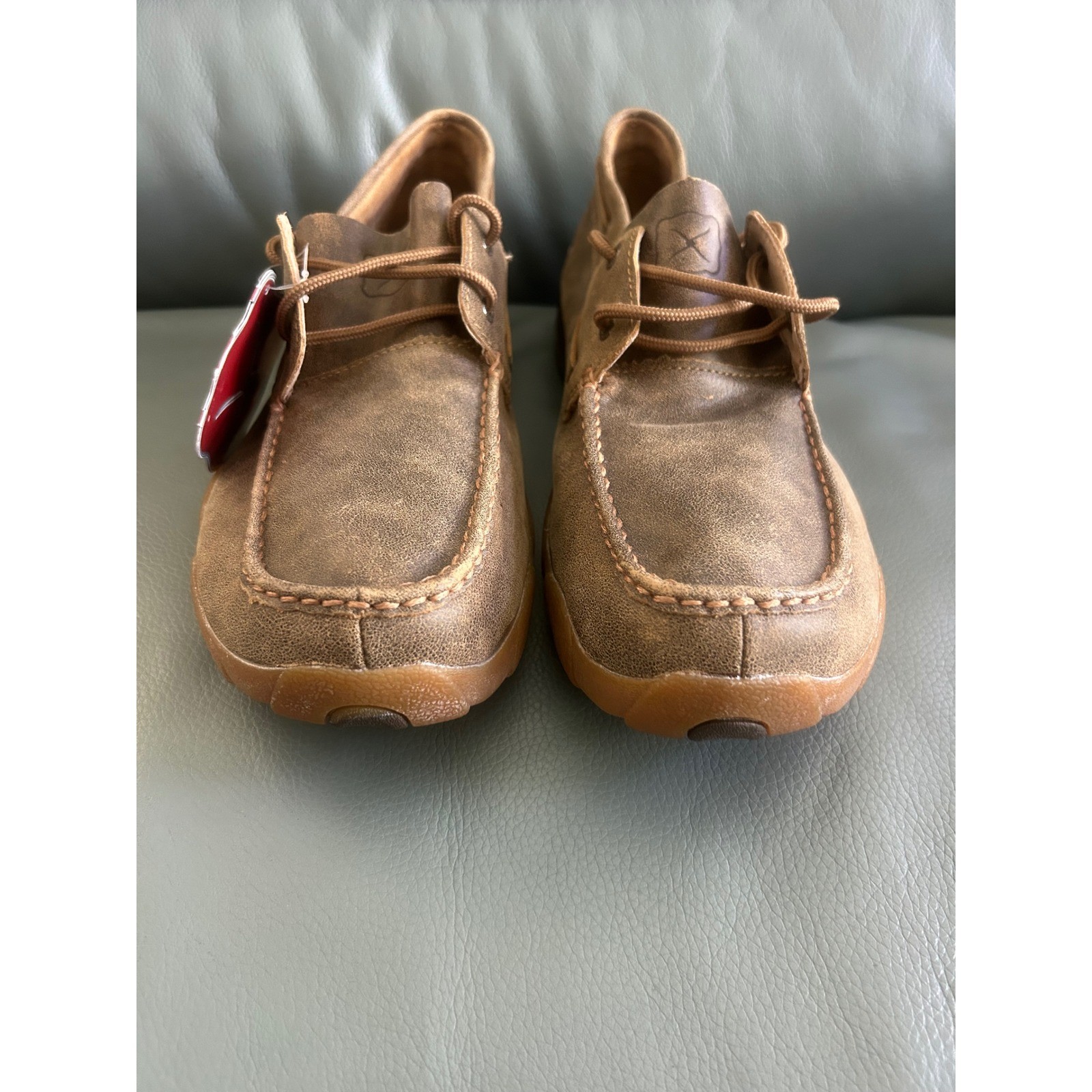 Twisted X Mens 13M Brown Distressed Leather Driving Moc Boat Shoe Loafers NEW