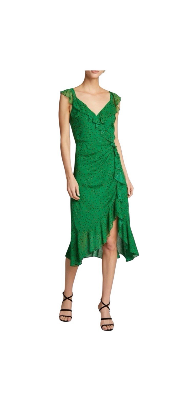 Veronica Beard Amal Ruffled Floral Silk-Chiffon Midi Dress In Green Multi Size 4