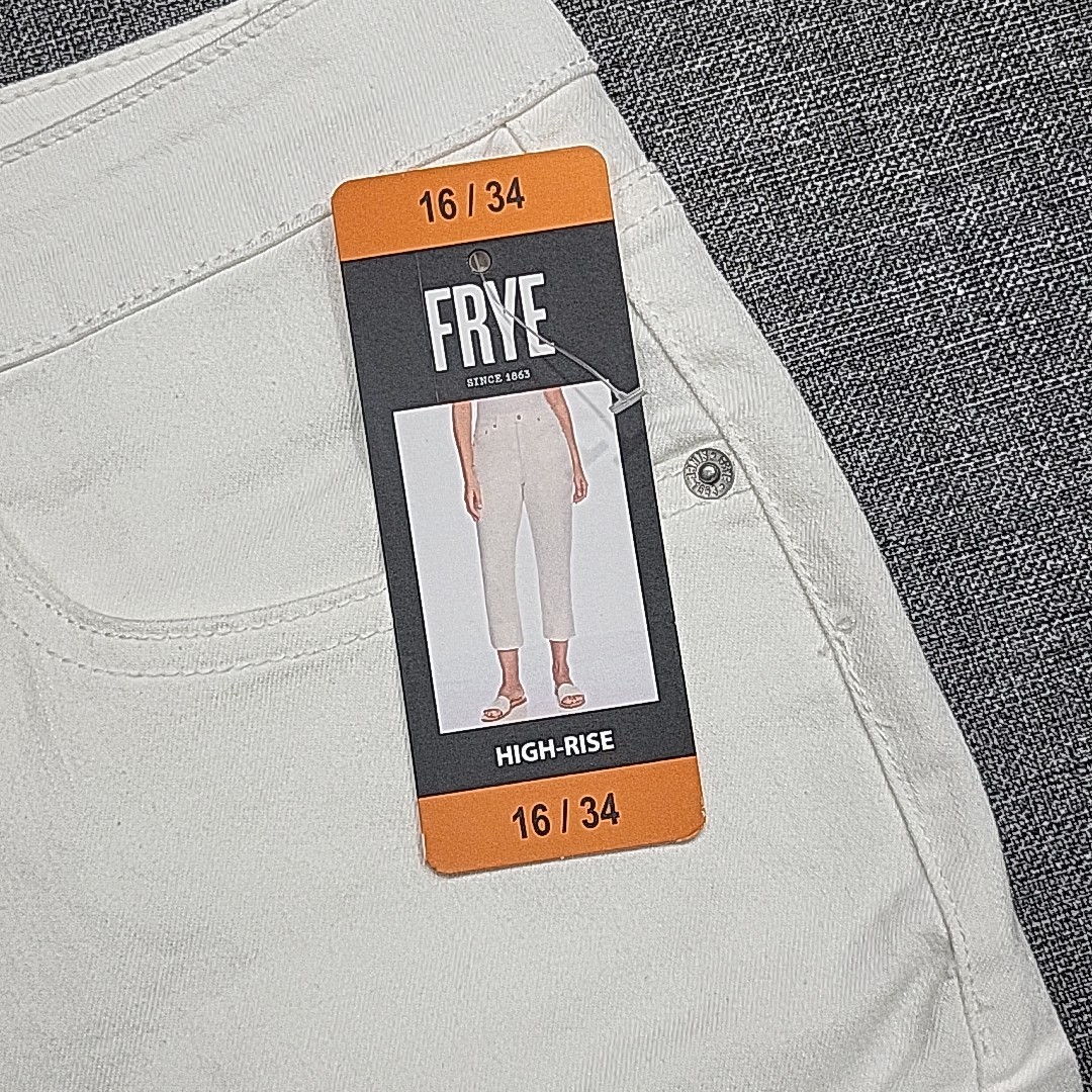 Frye Womens Jeans Size 16/34 Off White Button Zip Fly High Rise Jeans w Pockets