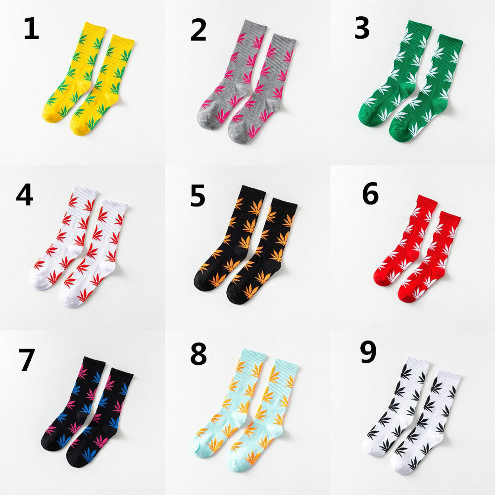 MARIJUANA LEAF SOCKS 44 Colors Medium Size Crew 420 Pot Weed Cotton Stretch NEW