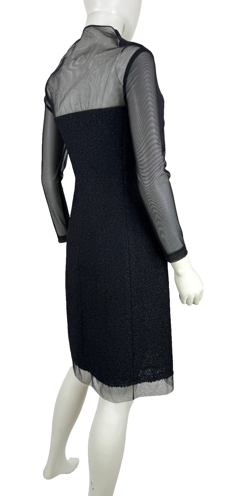 $3K Akris Black Sheer Mesh Cocktail Dress 6 US 42 IT 36 D M Tweed Runway MINT