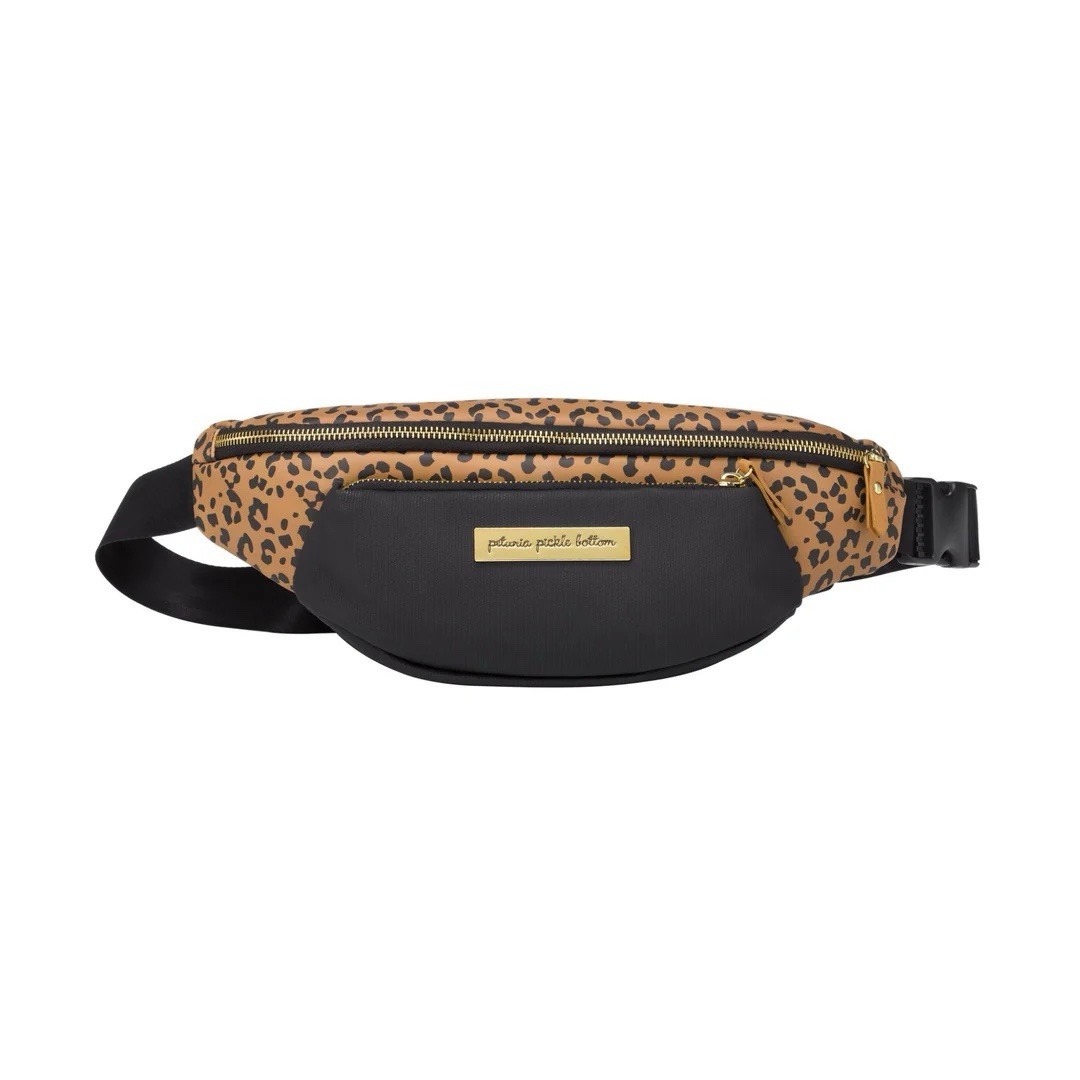 Petunia Pickle Bottom All Around Belt Bag Leopard Print Black/Gold NWT