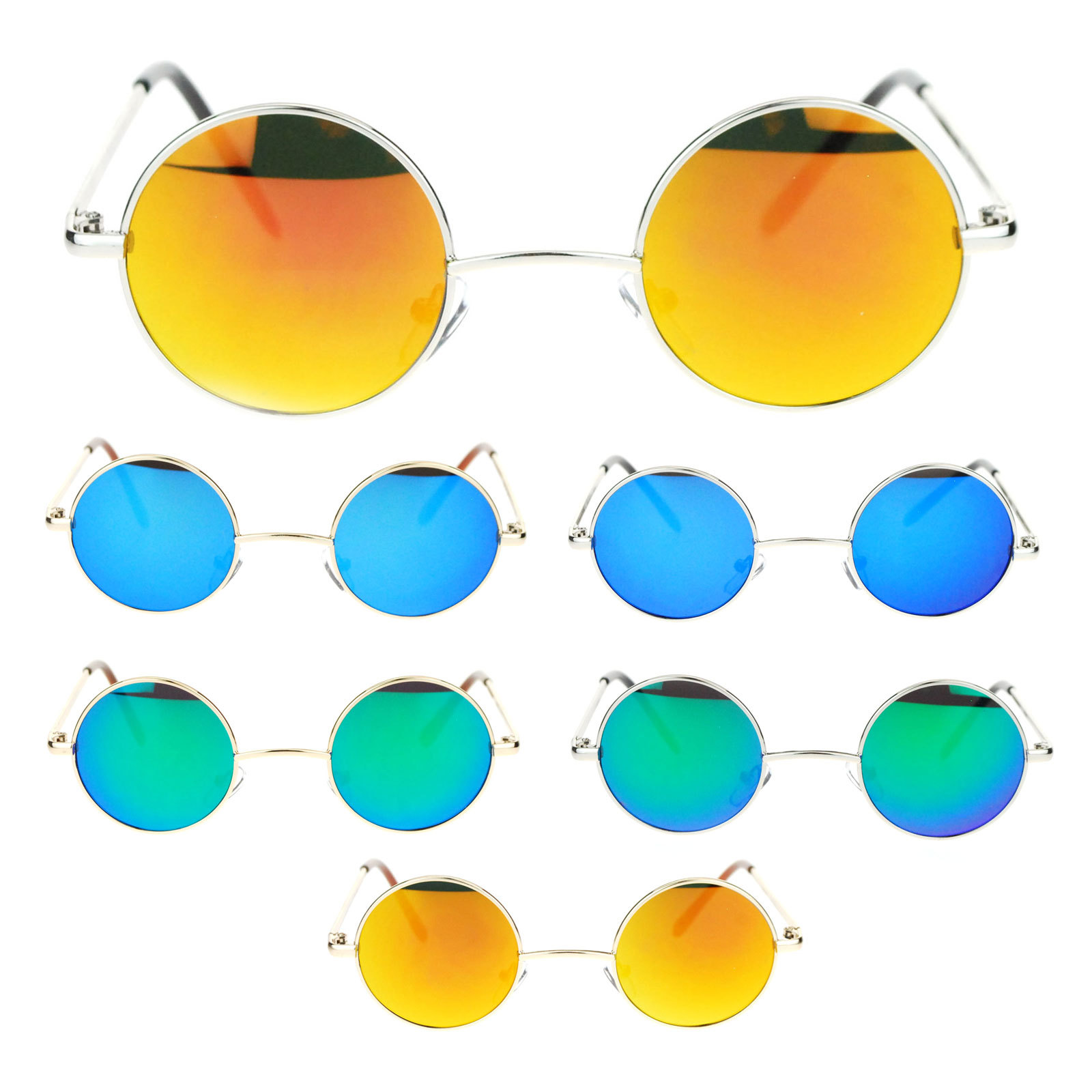 Retro Extra Small Snug Fit Round Circle Color Lens 70s Groovy Hippie Sunglasses