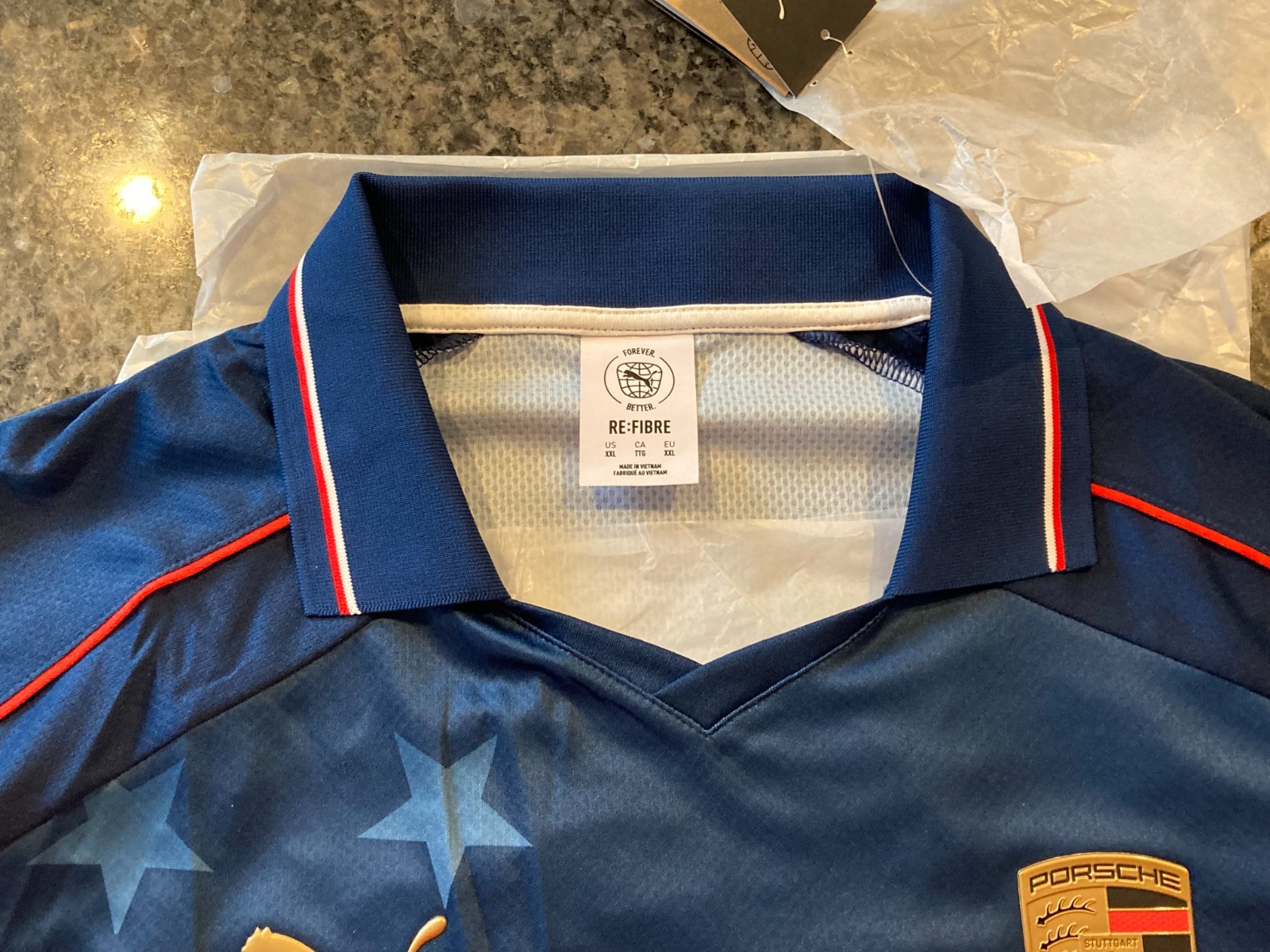 PORSCHE DESIGN / PUMA LTD ED. USA SOCCER STYLE T-SHIRT WITH COLLAR USA SIZE XXL
