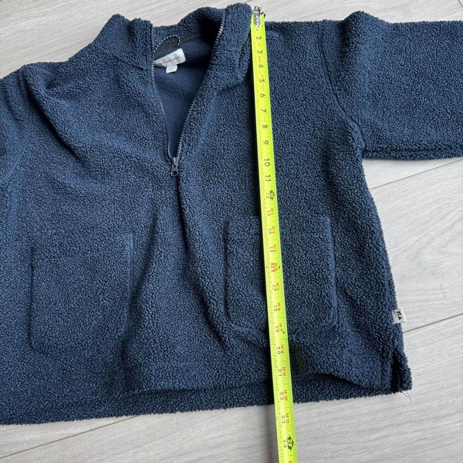 Free Assembly Sherpa Fleece Quarter Zip pullover Navy teddy -woman’s small