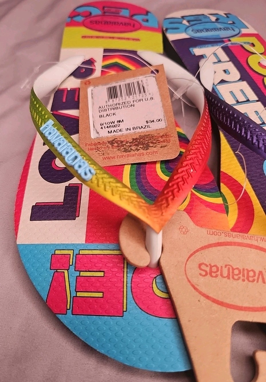 HAVAIANAS PRIDE THEME RUBBER FLIP FLOPS, USA 9/10 Colorful So Cute Must Have….