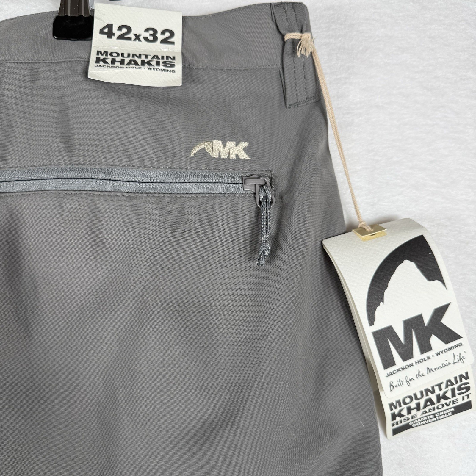 Mountain Khakis Granite Creek Pants 42×32 Gray Nylon Zip-Off Hiking Outdoor NEW