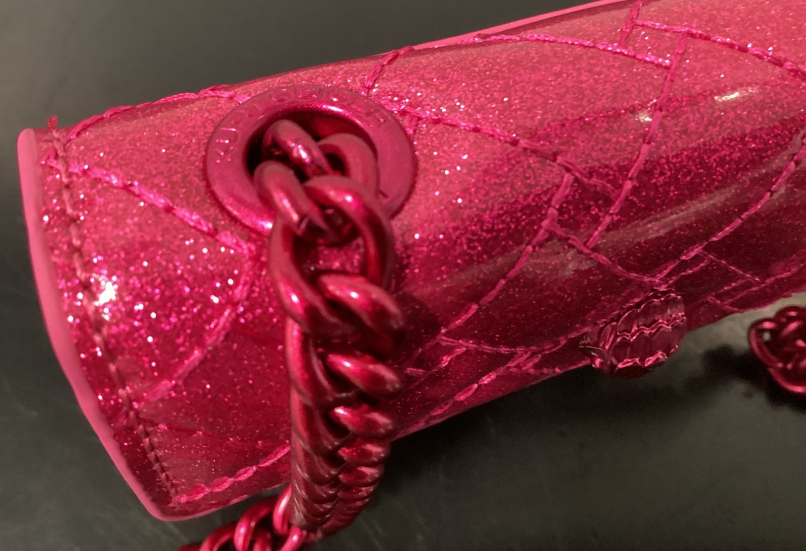 Kurt Geiger MICRO TINY Glitter 4.25″ x 3″ x 1″ Drench Pink Synthetic Brand New