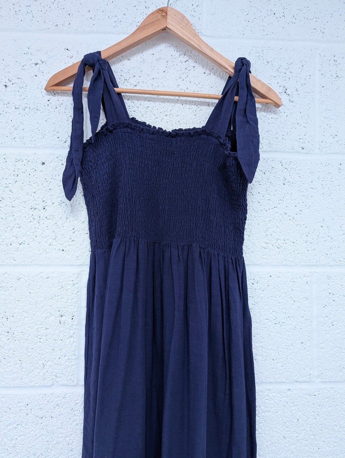 Accessorize 100% Cotton Midi Dress Purple/Navy Stretch Summer Holiday M UK 12-14
