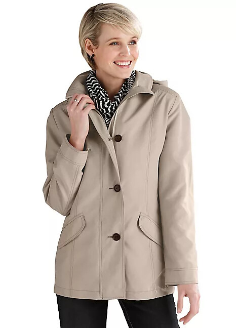 Women’s Easy-Care Hooded Jacket Cream Sizes Uk 22 And 24