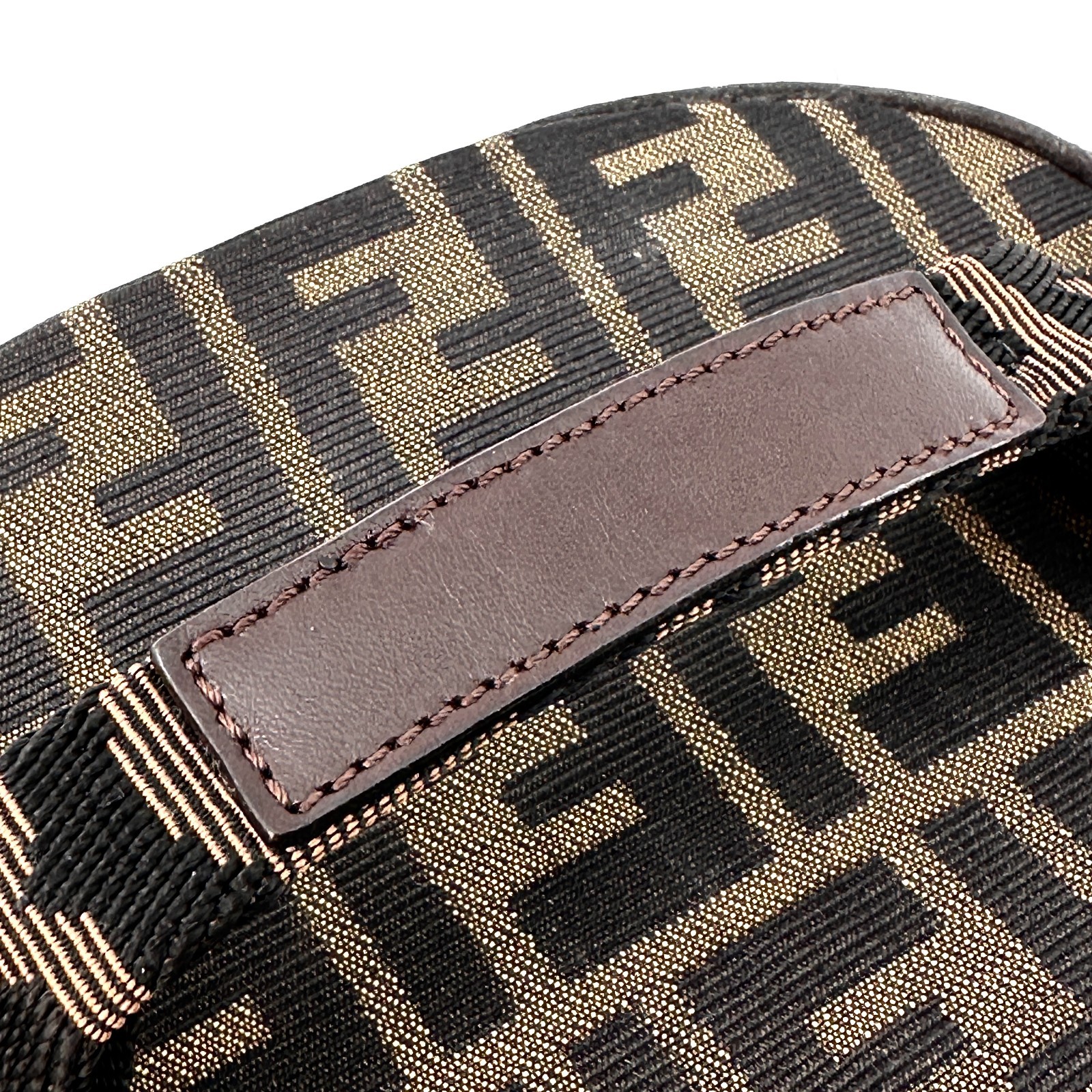 Fendi Zucca Pattern FF Vanity Bag Handbag Pouch Canvas Brown Authentic 0024