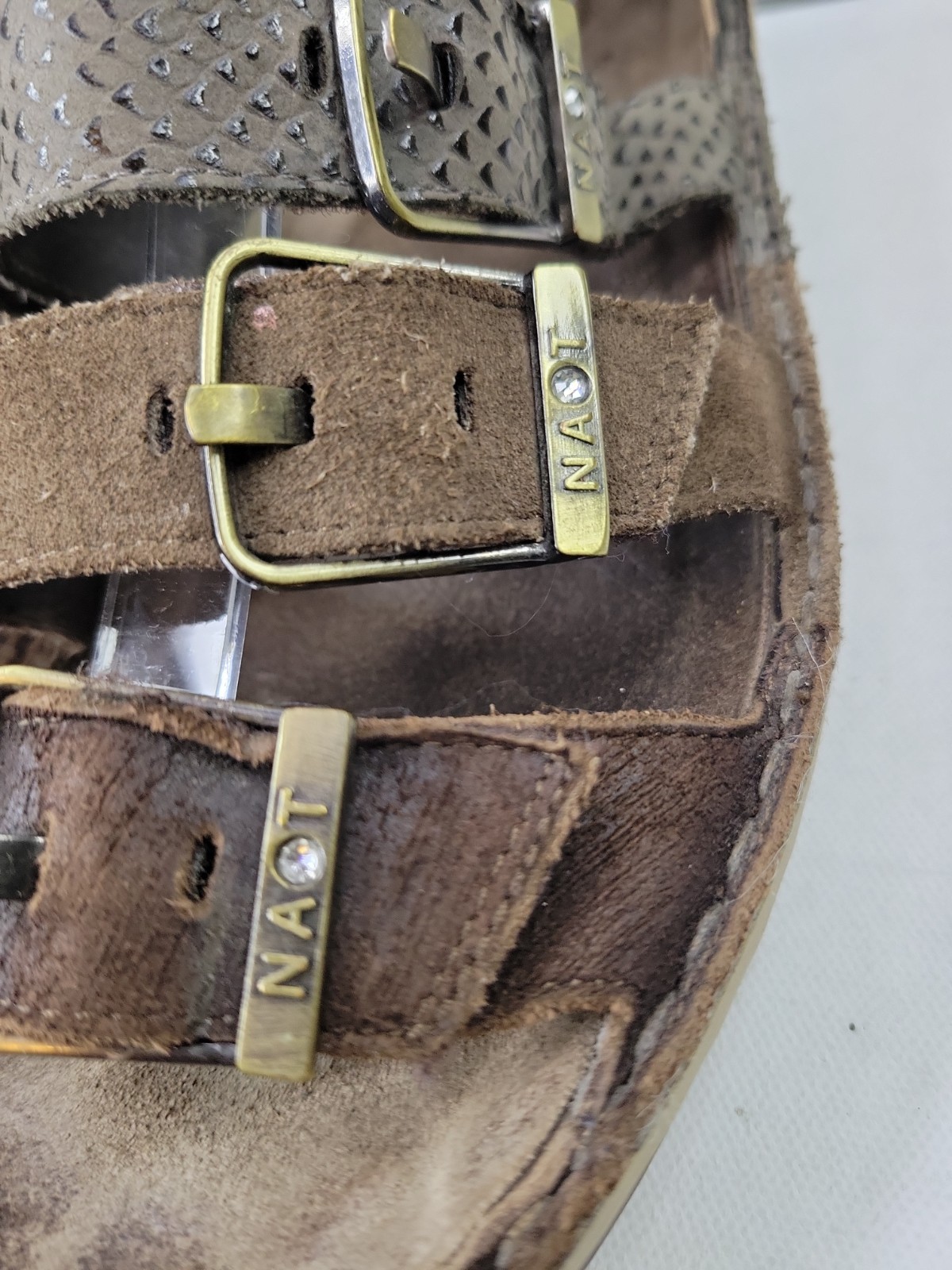 Naot Begonia Gladiator Brown Leather Ankle Strap Comfort Sandals EU 40 US 9-9.5