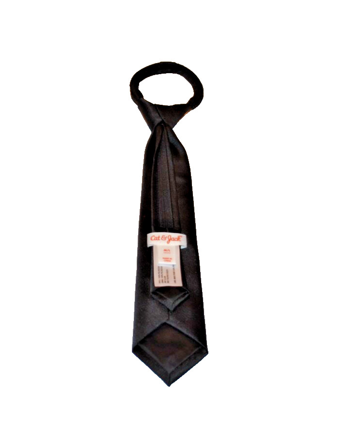 Boys zipper neck tie in Black