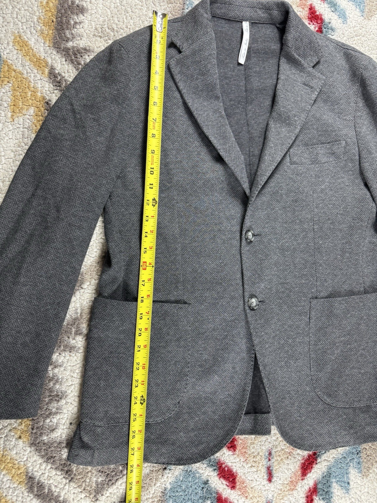 Napoli Patch Pocket Blazer 42 Cotton Blend Gray Made In Italy