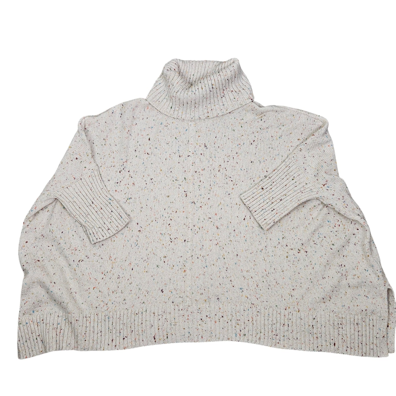 Loft Ivory Multicolor Speckle Oversize Cowl Neck Sweater Dolman Sleeve Small