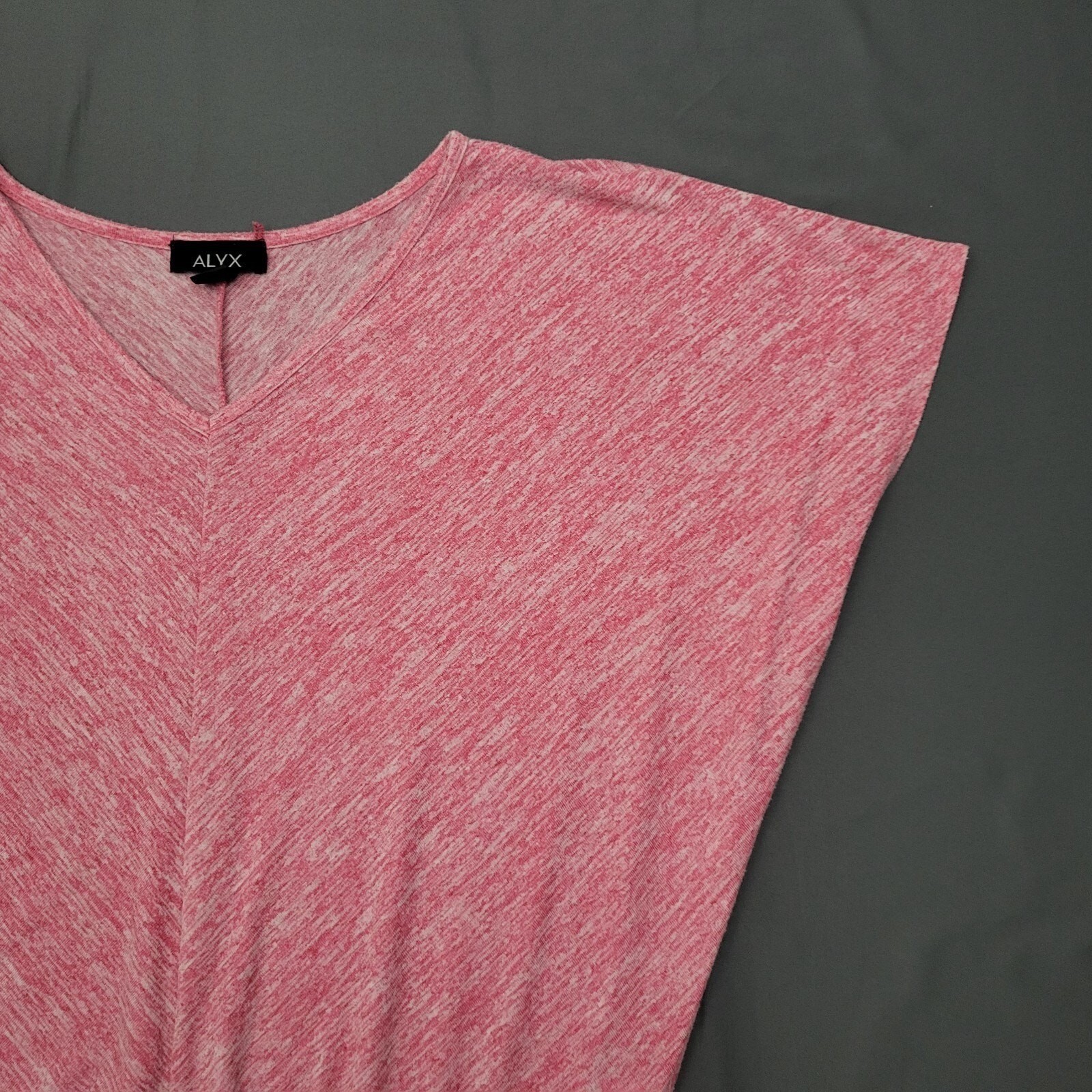 ALYX Womens Hot Pink Heather Space Dye Dolman Sleeve V-Neck Banded Hem Top M
