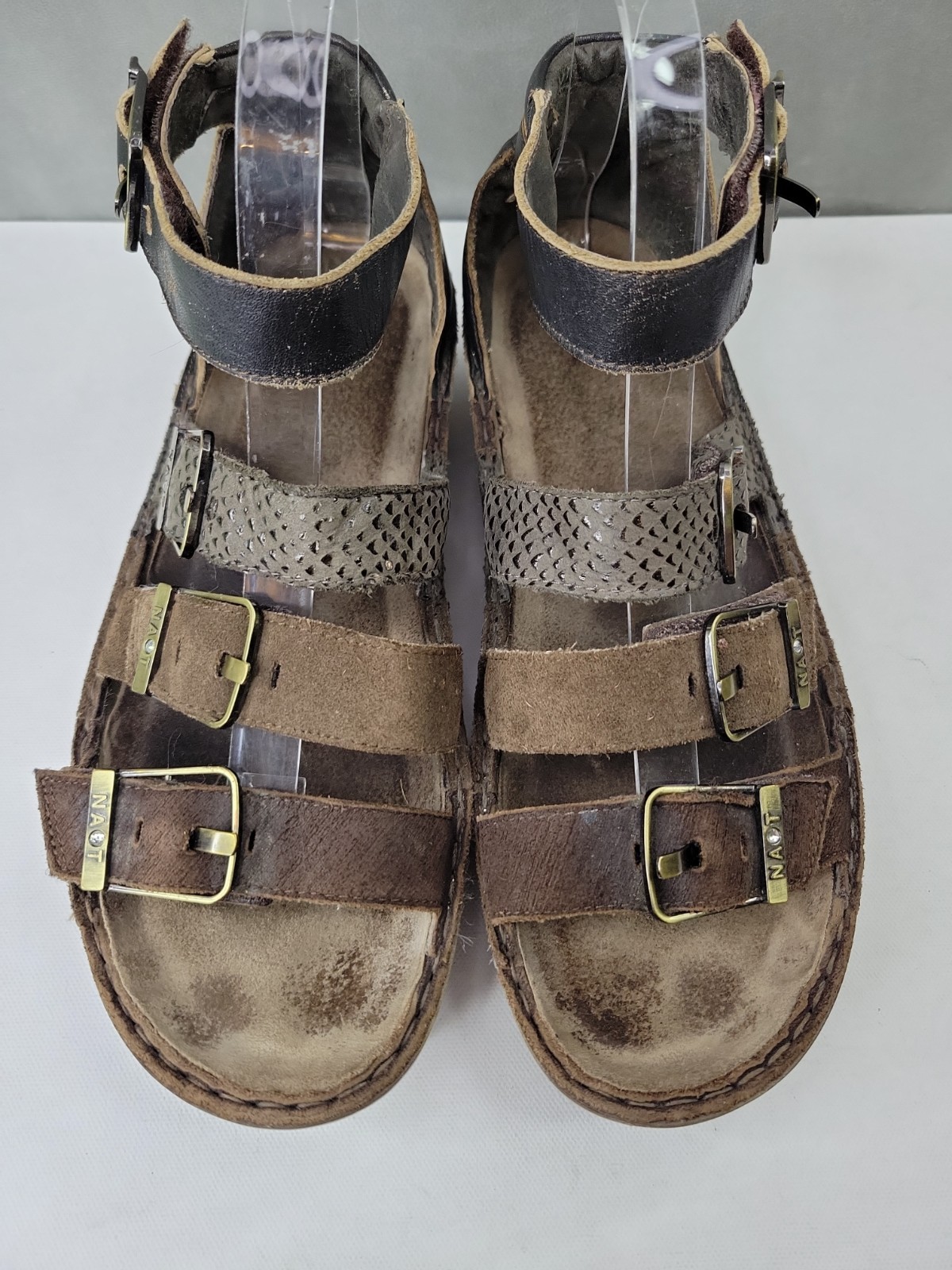 Naot Begonia Gladiator Brown Leather Ankle Strap Comfort Sandals EU 40 US 9-9.5
