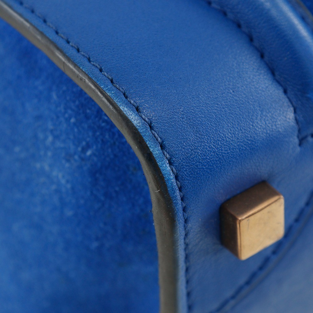 CELINE Luggage micro Handbag blue Suede/Calfskin Women