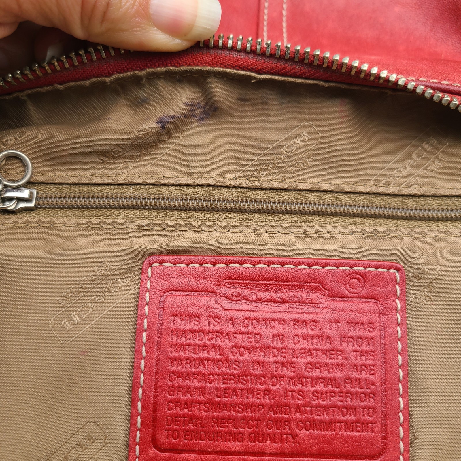 Coach 9564 Y2K 2005 Red Leather Hobo Baguette Shoulder Bag Convertible Strap