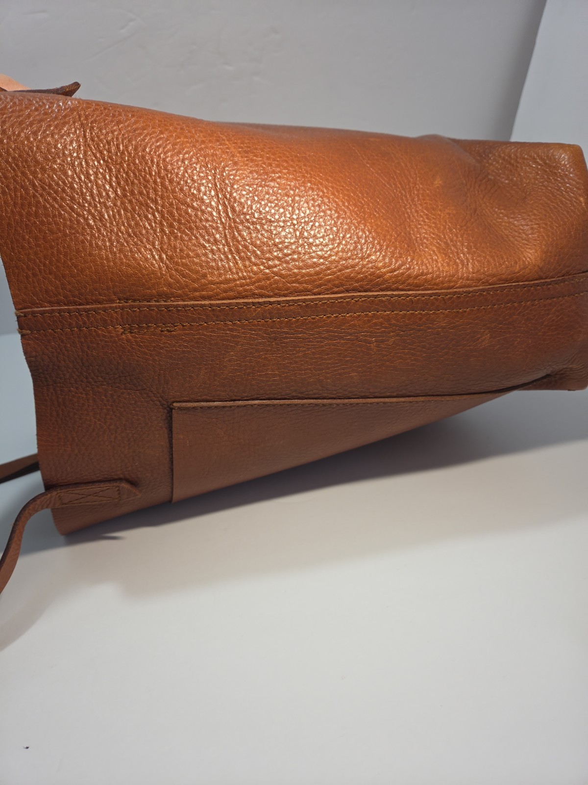 Madewell Cognac Brown Pebbled Leather Tote Bag Double Handle Carryall