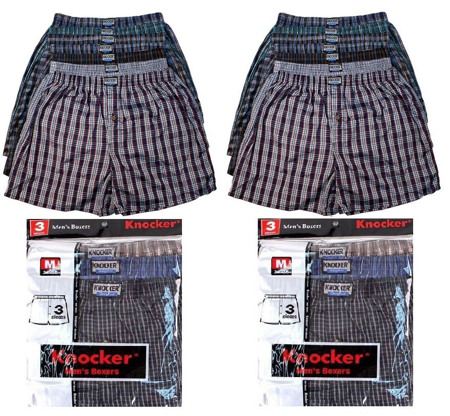 Men Knocker Boxer Trunk 3 6 12 Pack Lot Plaid Shorts Checkered Underwear Briefs