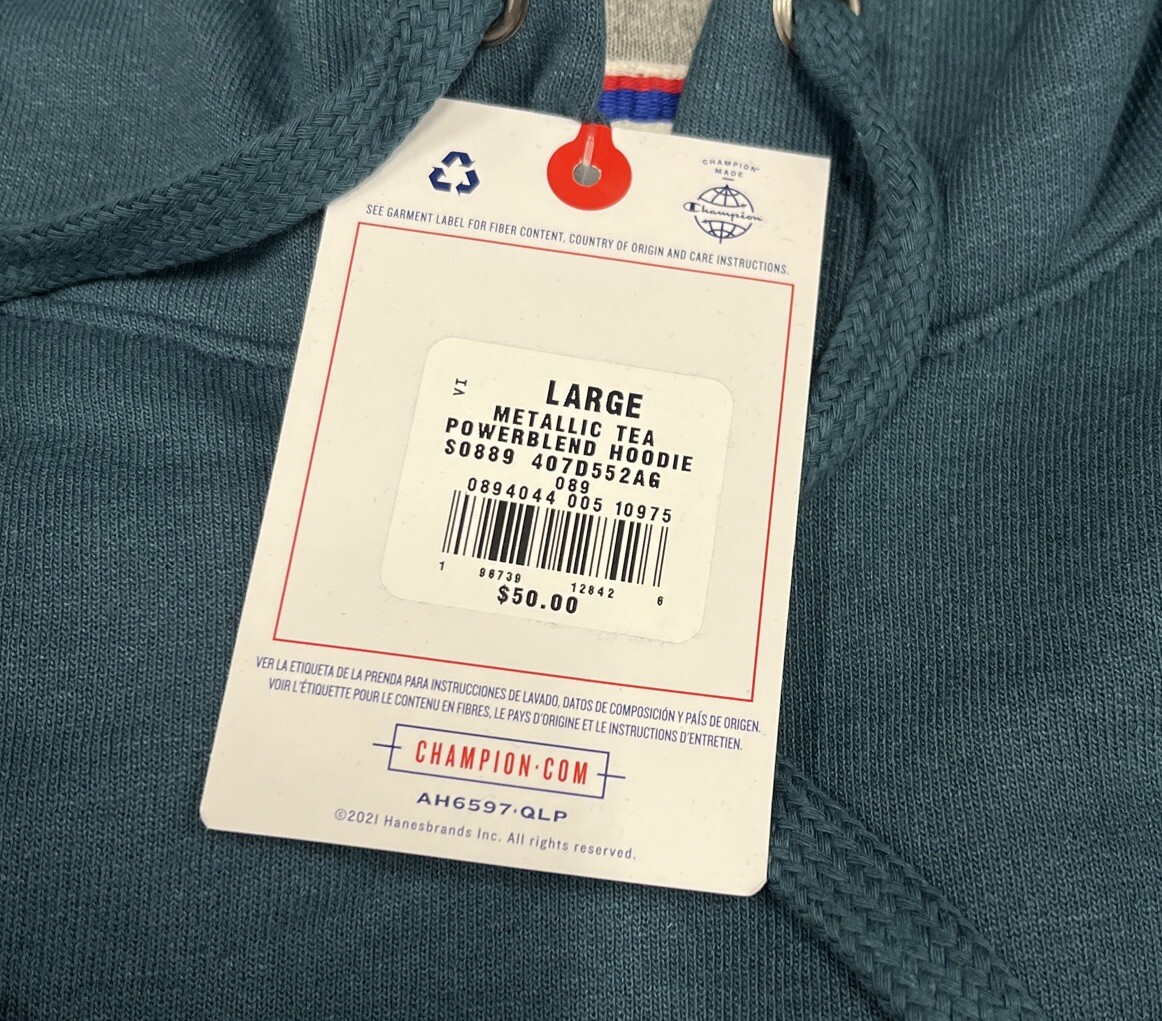 Champion Powerblend Fleece Hoodie Size Large In Metallic Tea