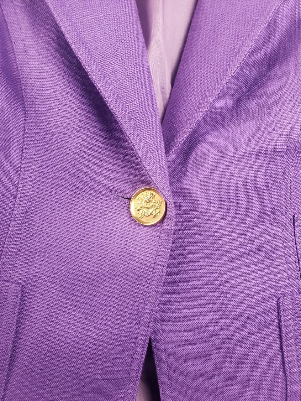 SMYTHE Duchess Linen Patch Pocket Blazer in Violet Like New Size US 4