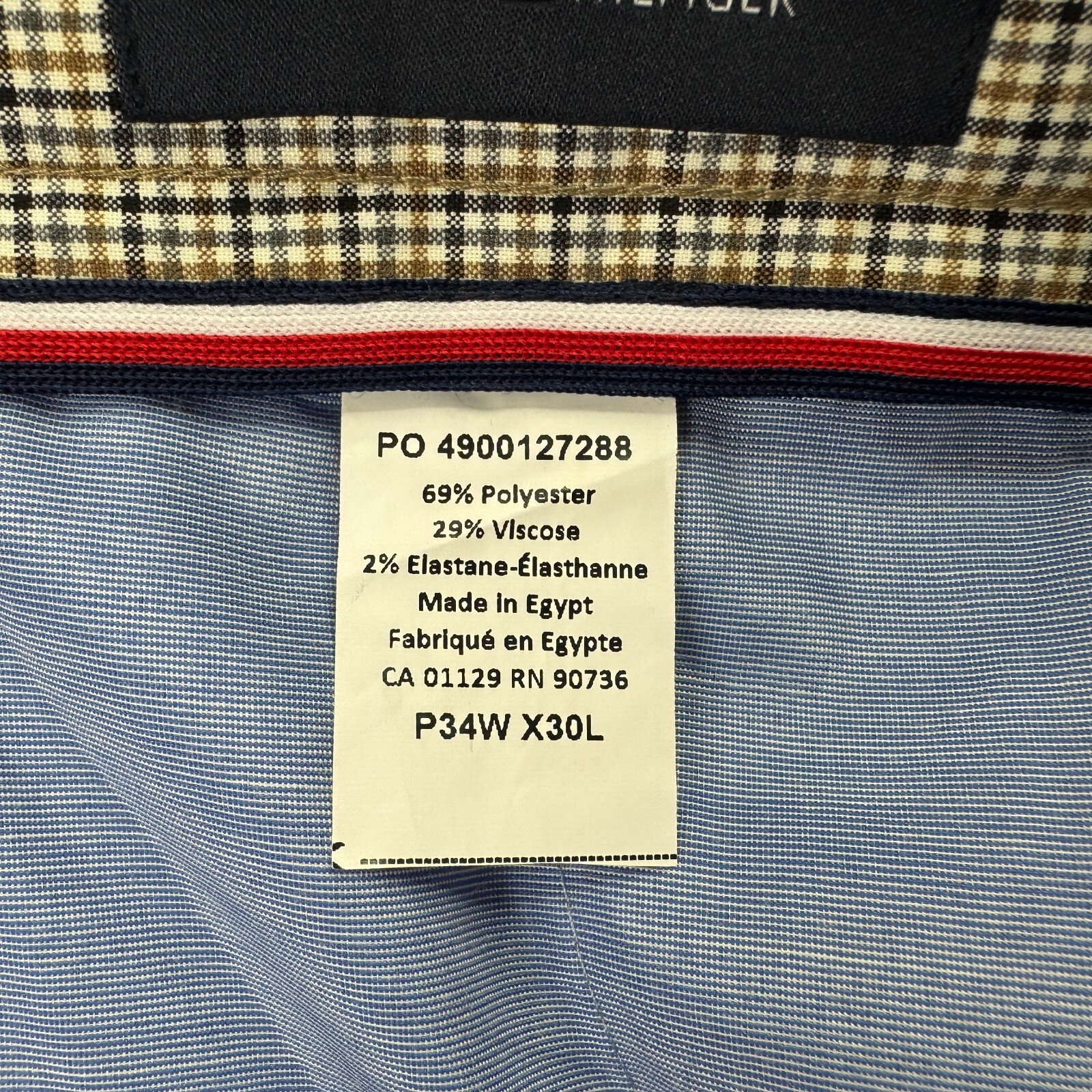 Tommy Hilfiger Mens TH Flex Tate Modern Fit Stretch Plaid Dress Pants Tan 34×30